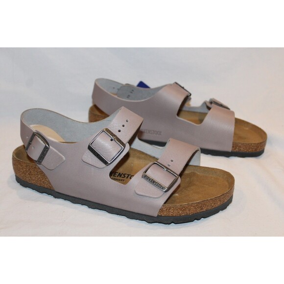 BIRKENSTOCK Milano Leather Regular Sandals Stone Coin Gray NIB EU 43 US 10 main image 7